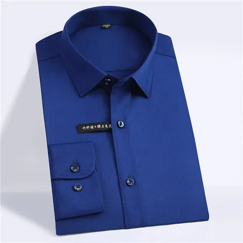 Solid Bamboo Fiber Long Sleeve Shirt #ZL0XX