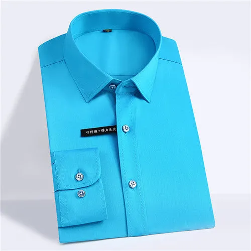 Solid Bamboo Fiber Long Sleeve Shirt #ZL0XX