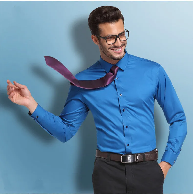 Solid Bamboo Fiber Long Sleeve Shirt #ZL0XX