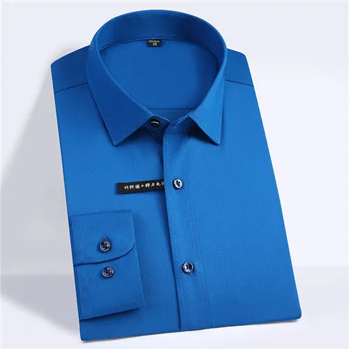 Solid Bamboo Fiber Long Sleeve Shirt #ZL0XX