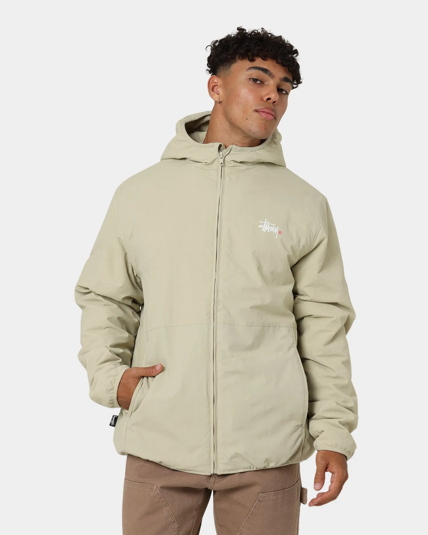 Stussy Graffiti Nylon Hooded Jacket Cement