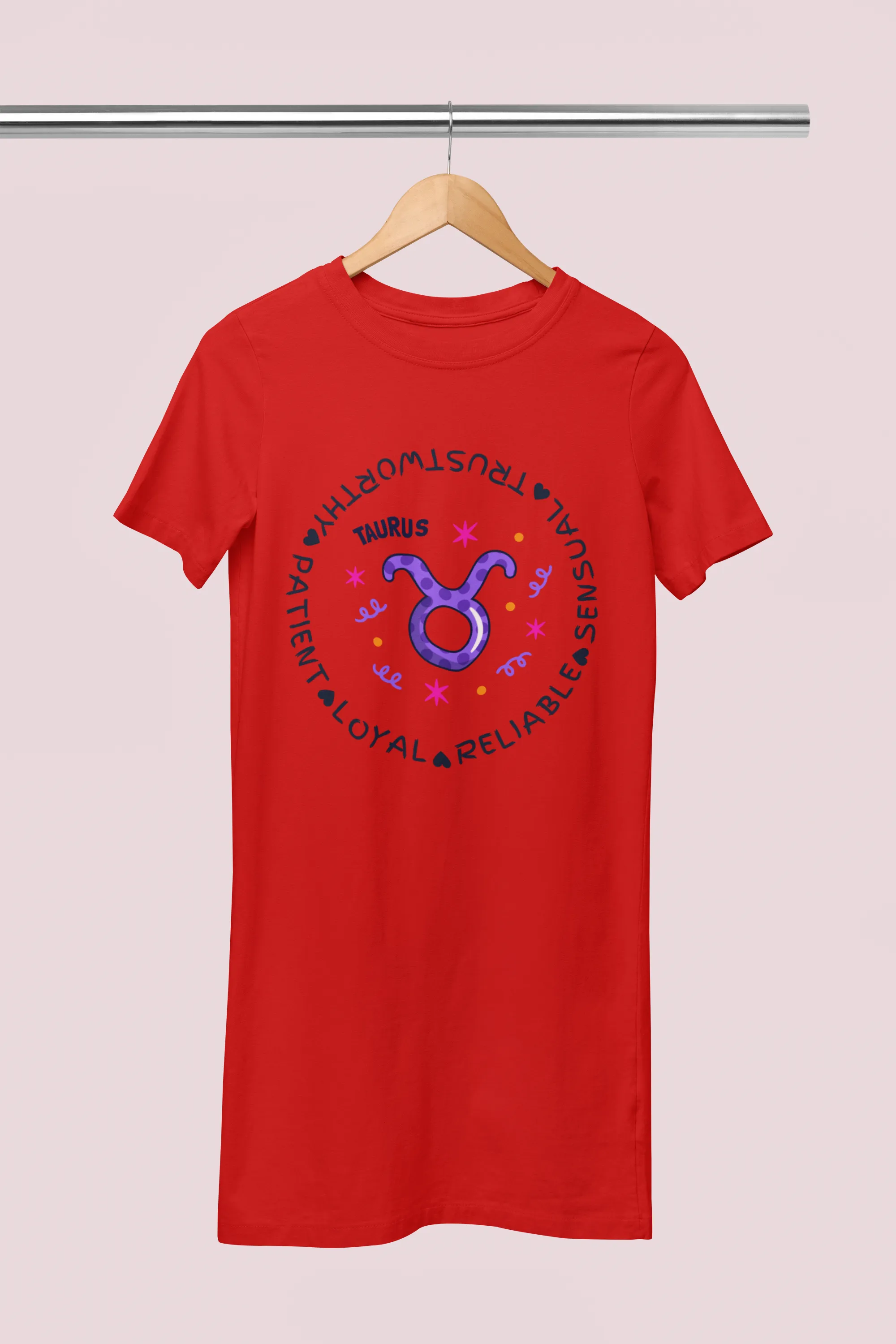 Taurus Zodiac Cotton Night T-Shirt Dress for Women