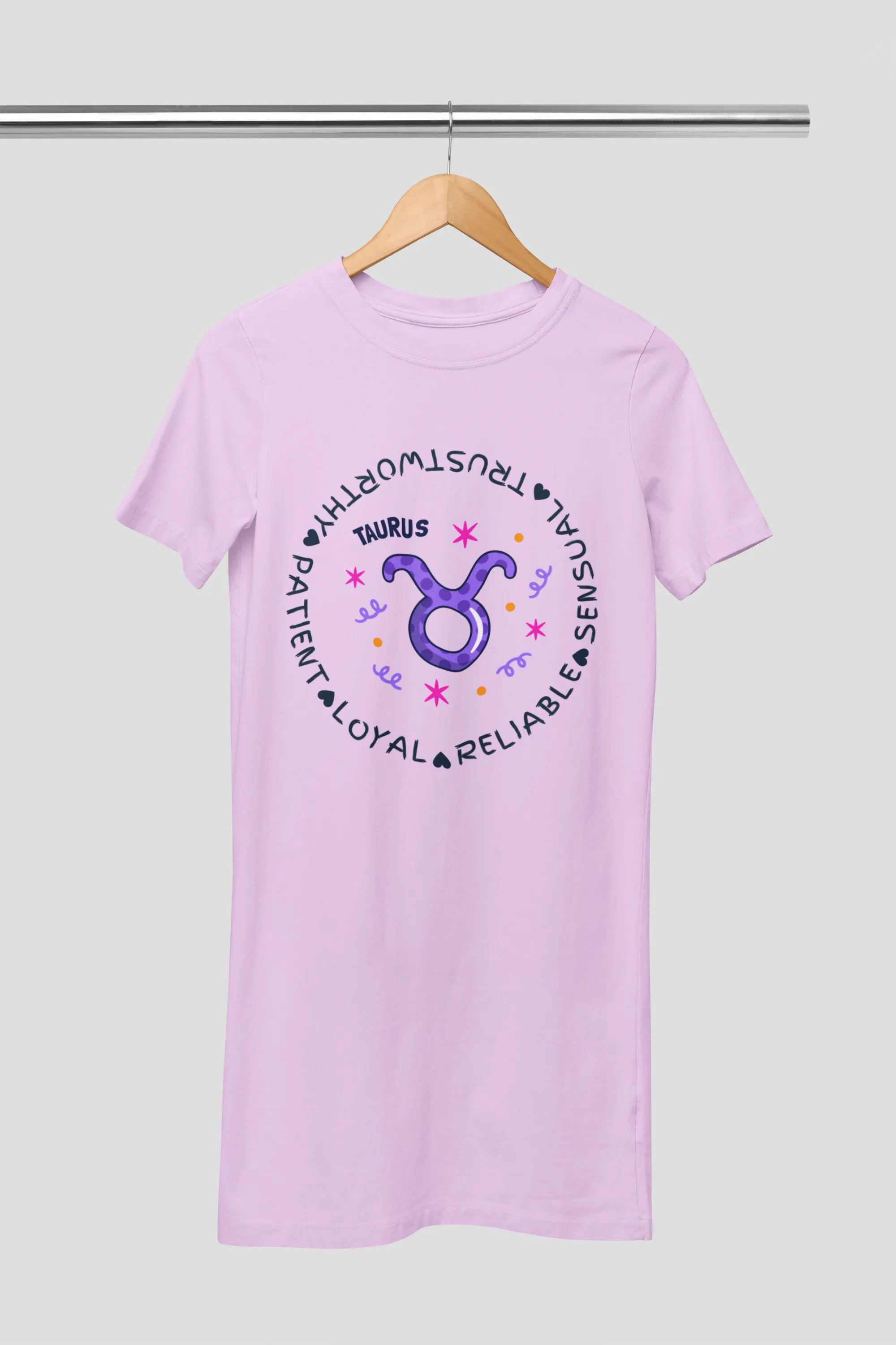 Taurus Zodiac Cotton Night T-Shirt Dress for Women