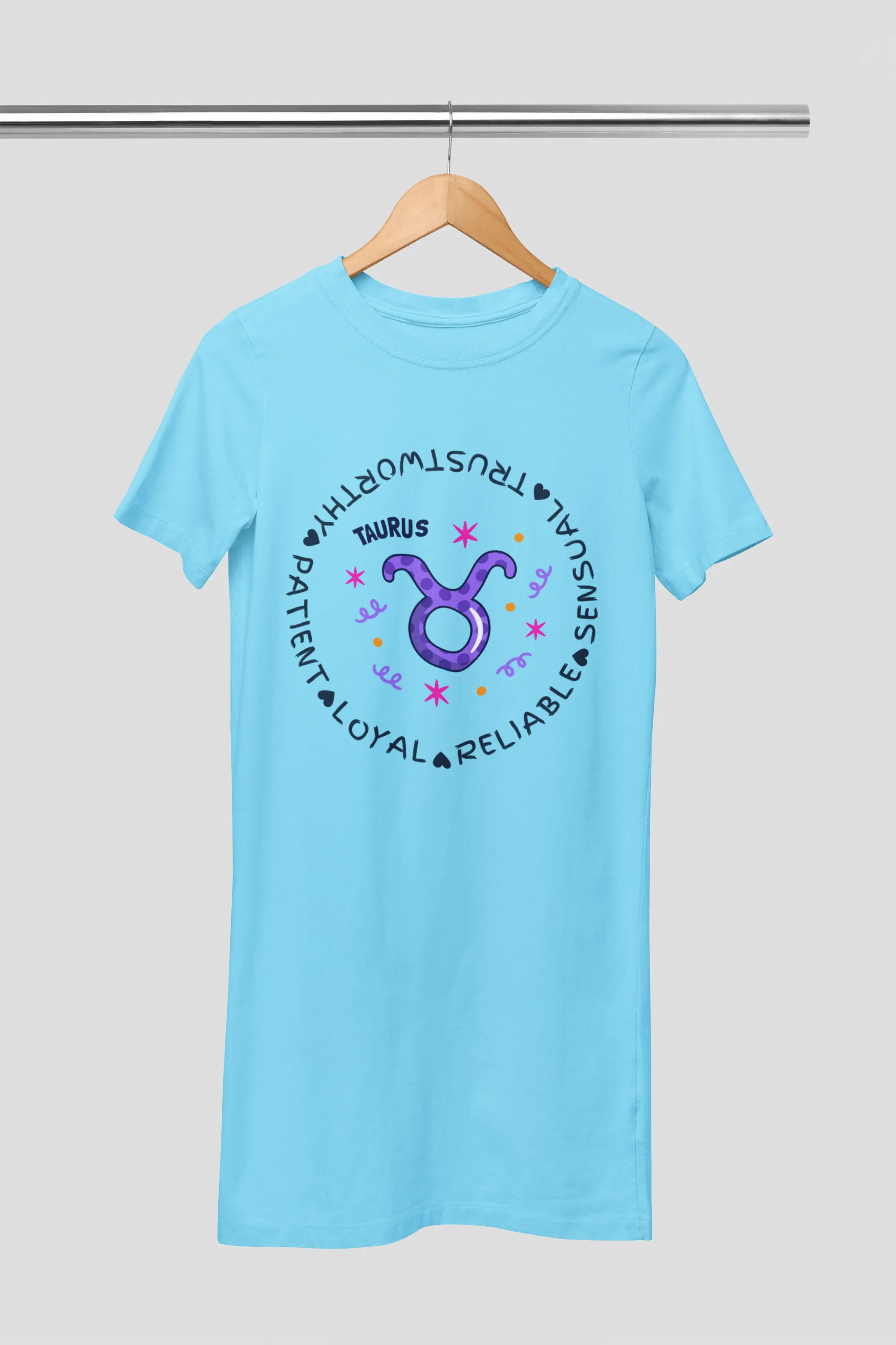Taurus Zodiac Cotton Night T-Shirt Dress for Women