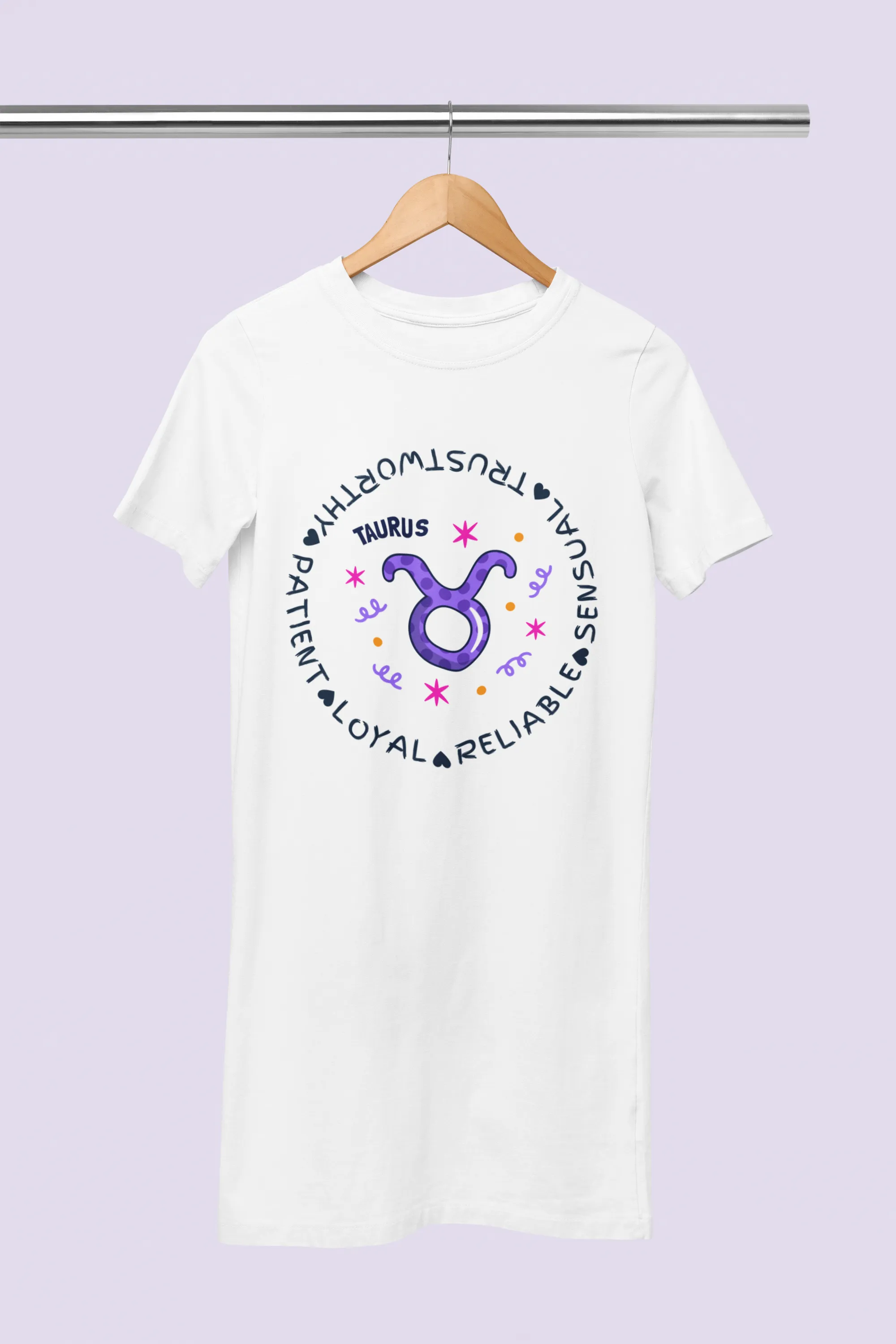 Taurus Zodiac Cotton Night T-Shirt Dress for Women