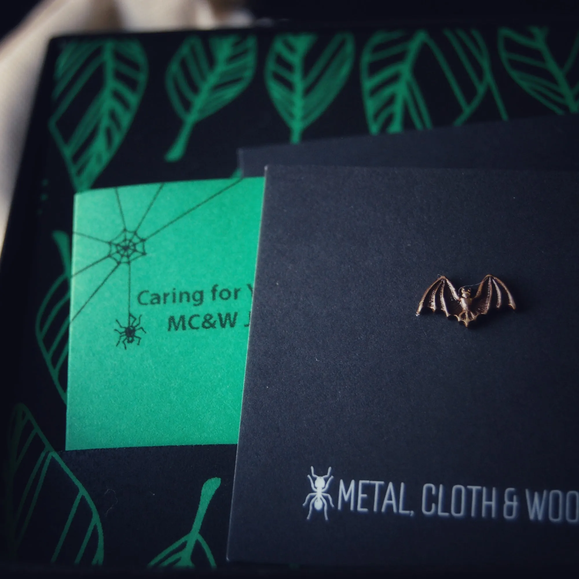 Tiny Brass Vampire Bat Tie Tack or Pin — Available in Both Bright Gold and Antiqued Brass Finishes