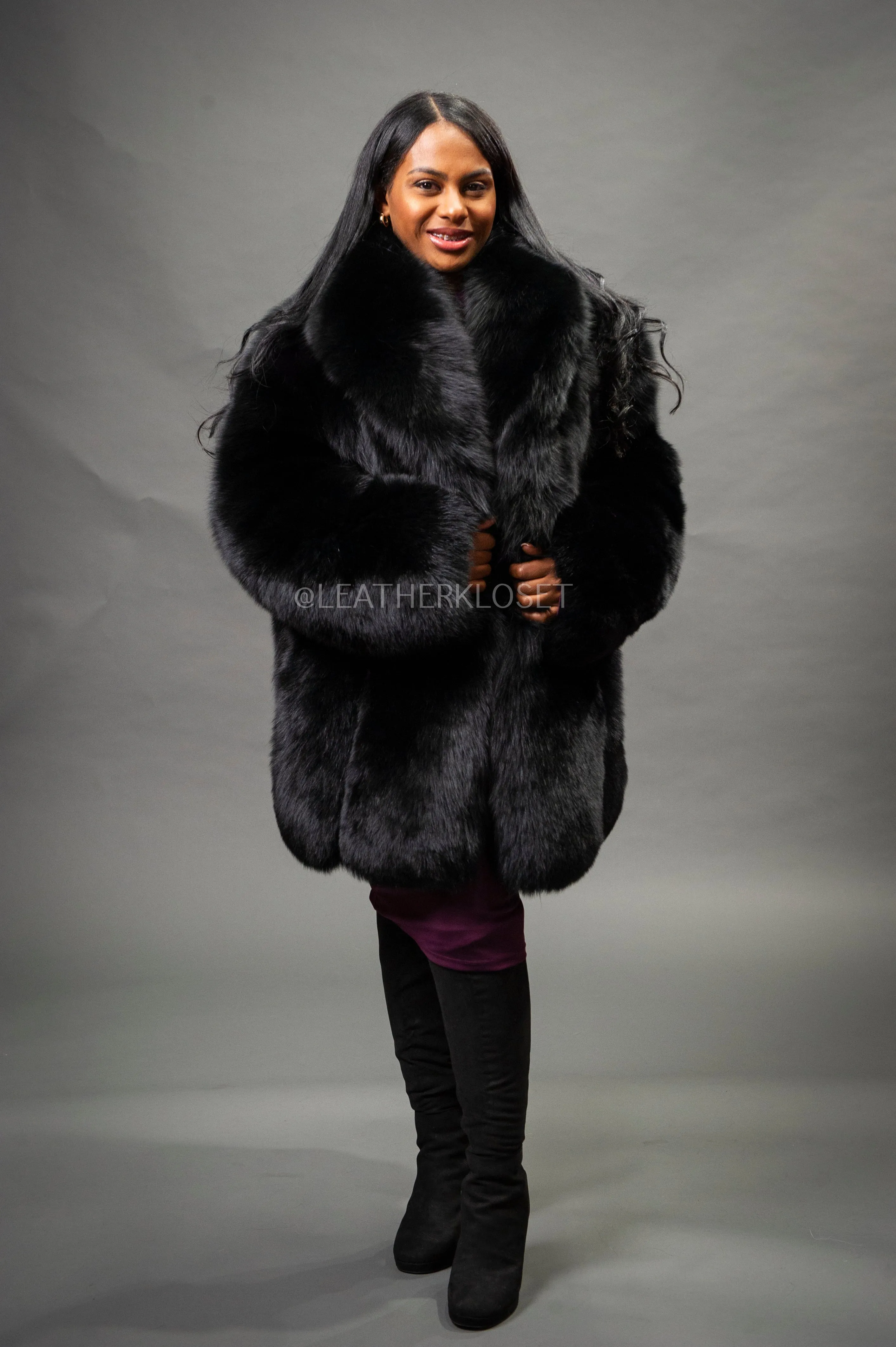Women's Fox Parka Coat [Black]