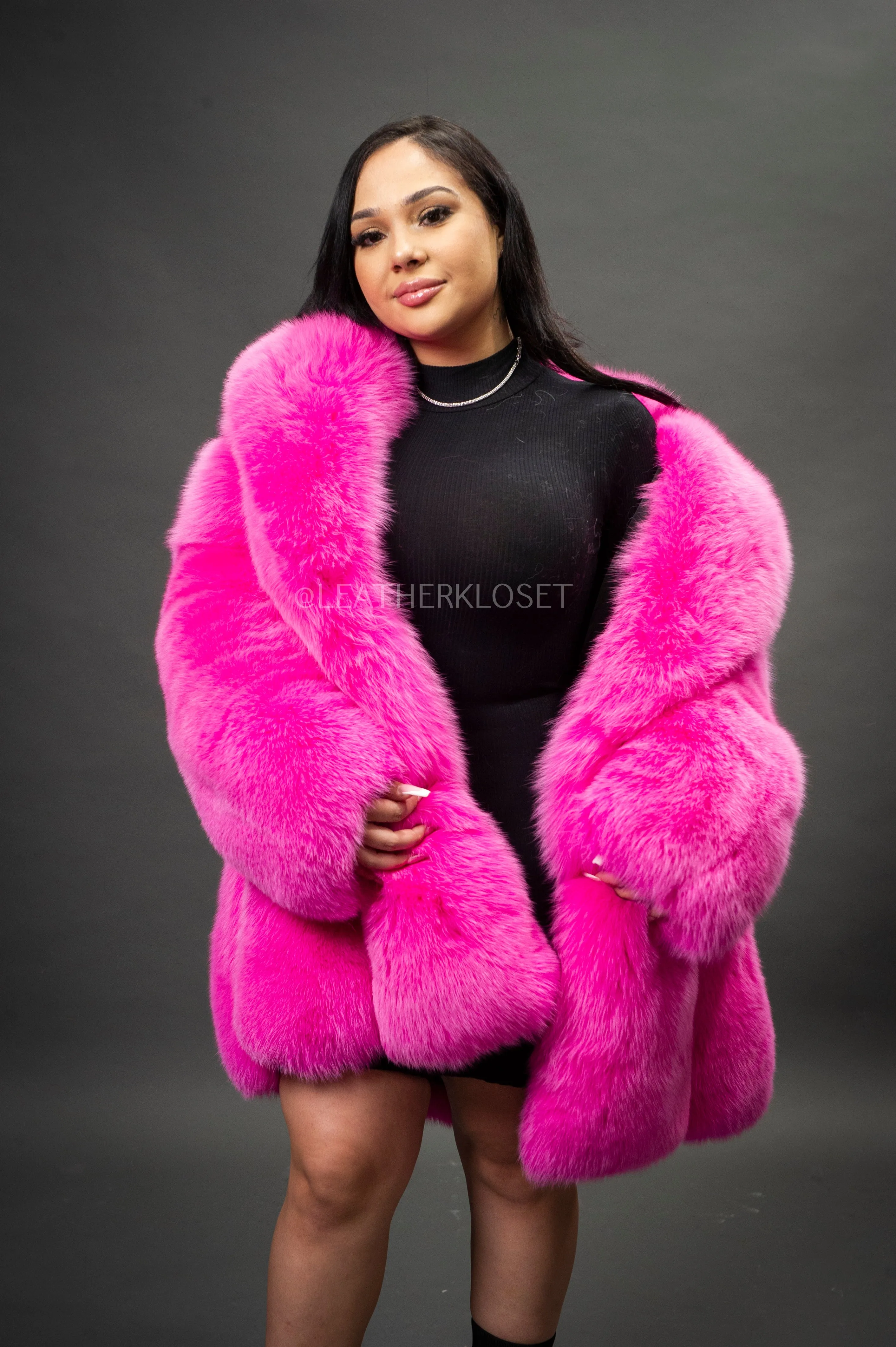 Women's Fox Parka Coat [Pink]