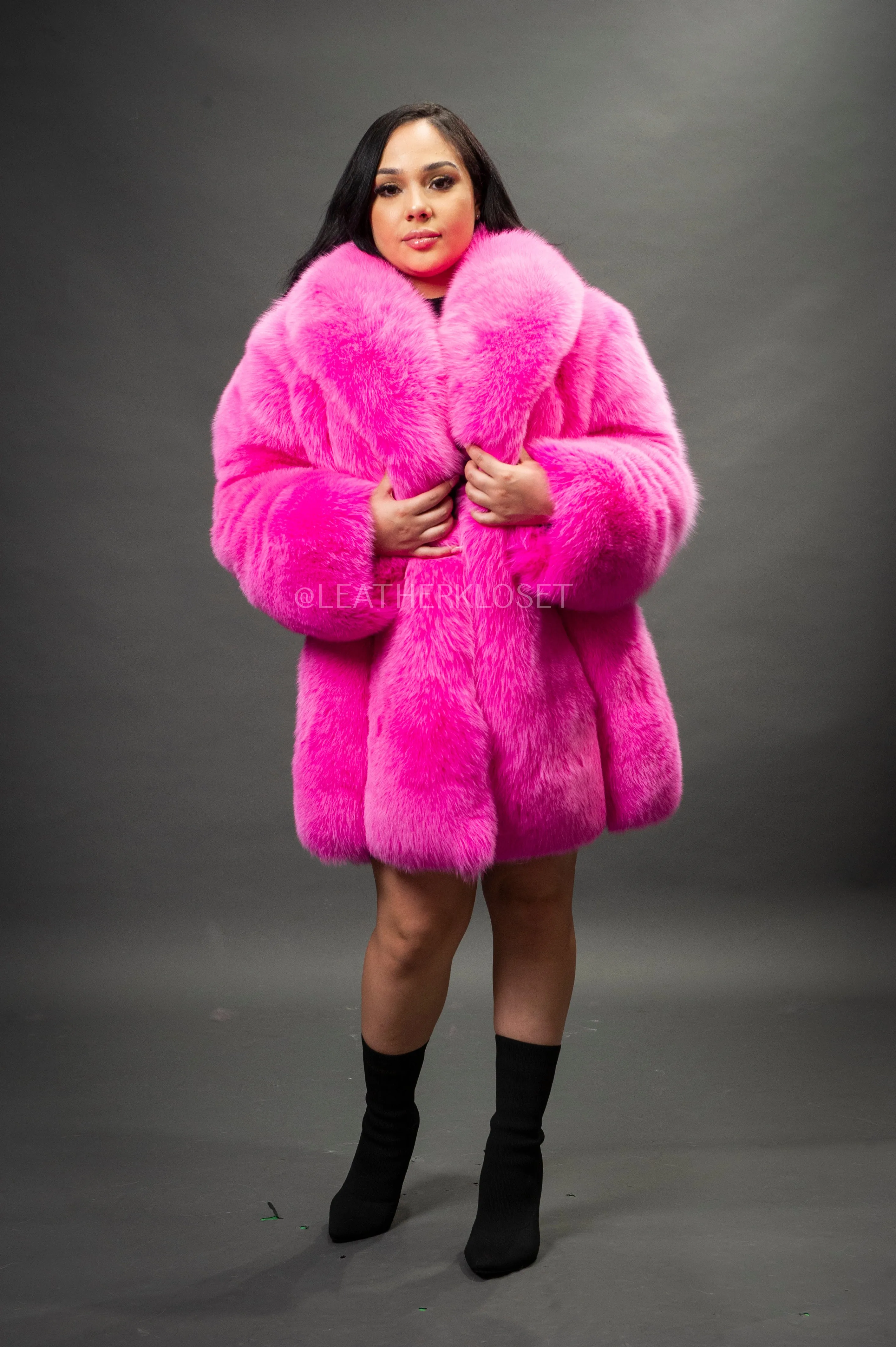 Women's Fox Parka Coat [Pink]